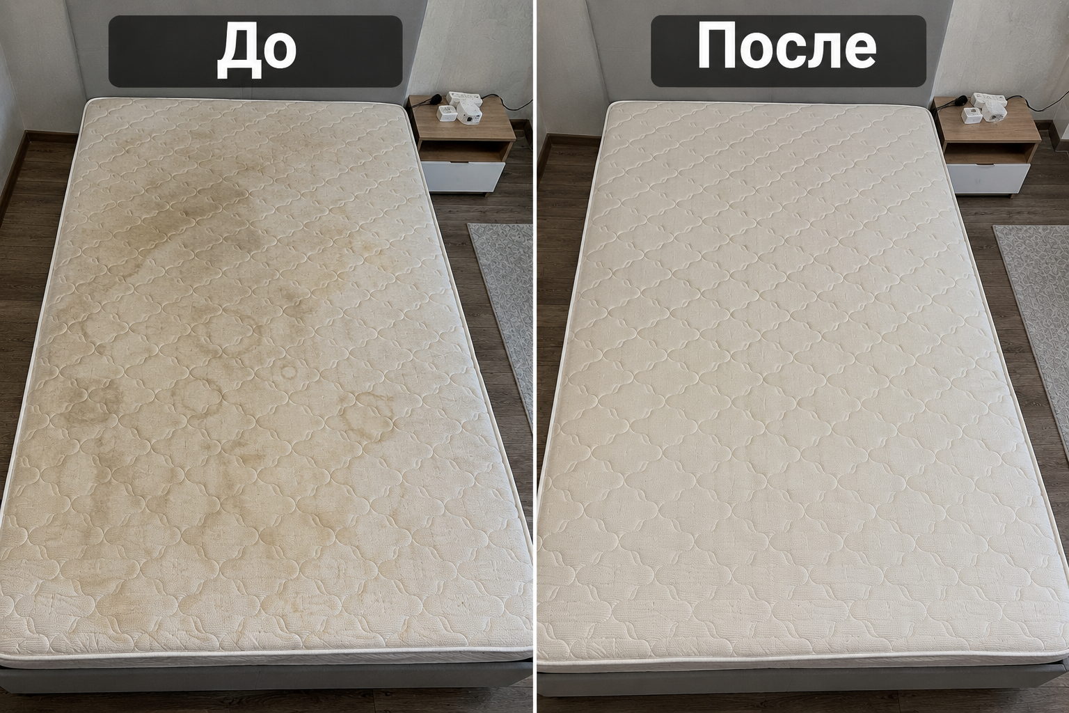 Химчистка матраса — до и после